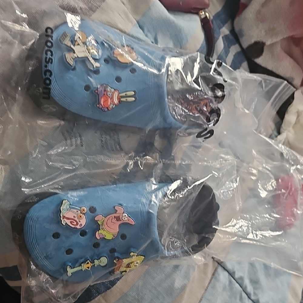 Blue Crocs with Cartoon Characters